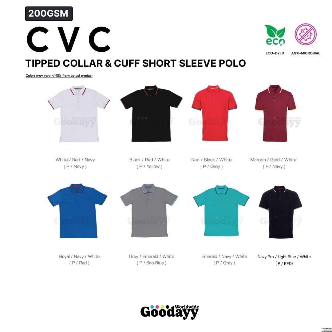 Custom CVC Tipped Collar & Cuff Short Sleeve Polo 07