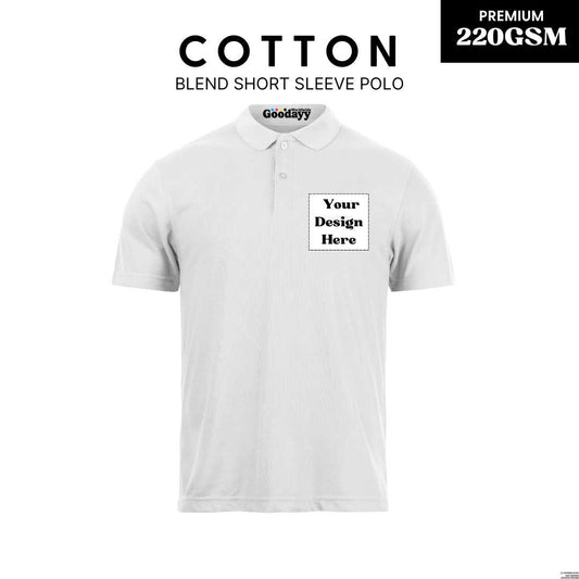 Custom DTF Printed Cotton Blend Short Sleeve Polo