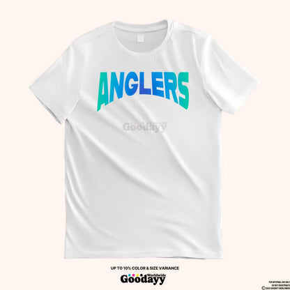 White anglers graphic printed tshirt with option to choose either long or short sleeve tshirt.