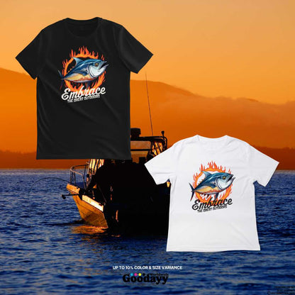 EMBRACE THE GREAT OUTDOORS TUNA GRAPHIC PRINTED TSHIRT