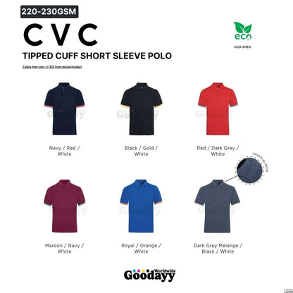 Custom CVC Tipped Cuff Short Sleeve Polo 15