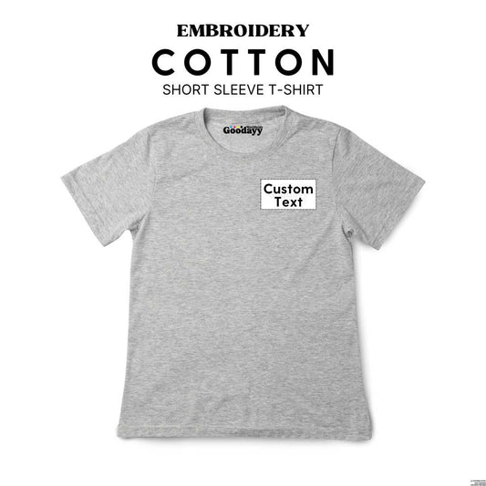 Custom Text Embroidery Cotton Short Sleeve T-shirt