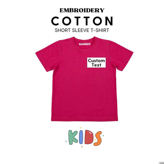 Custom Text Embroidery Kids Cotton Short Sleeve T-shirt