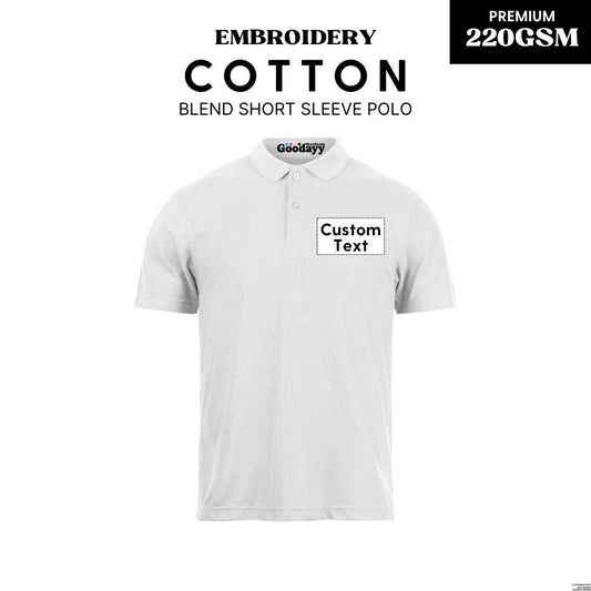 Custom Text Embroidery Cotton Blend Short Sleeve Polo