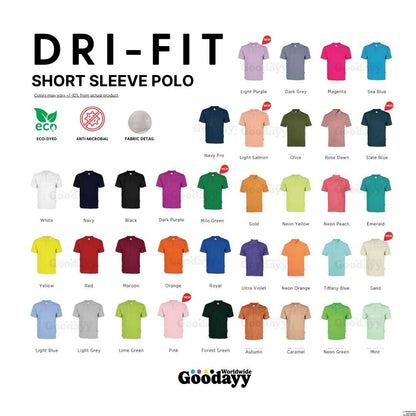 Custom DTF Printed Dri-fit Short Sleeve Polo