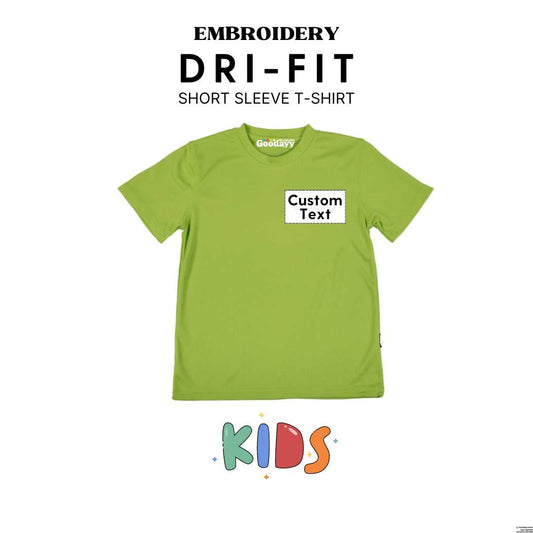 Custom Text Embroidery Kids Dri-Fit Short Sleeve T-shirt